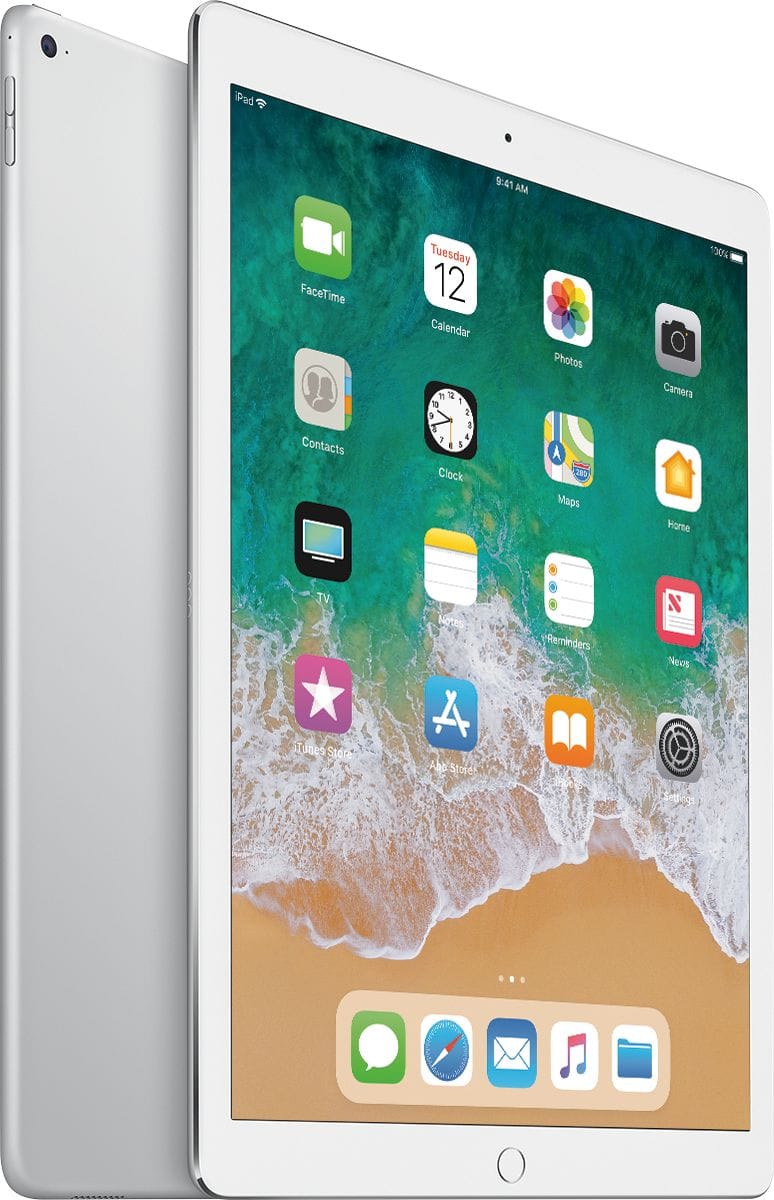 Apple - Geek Squad Certified Refurbished 12.9-Inch iPad Pro with Wi-Fi + Cellular - 128GB - Silver (Unlocked)