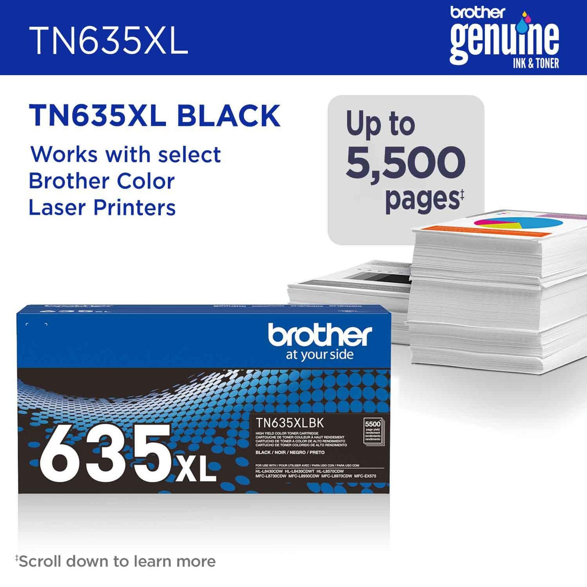 Brother - Genuine TN635XLBK High-Yield Toner Cartridge - Black