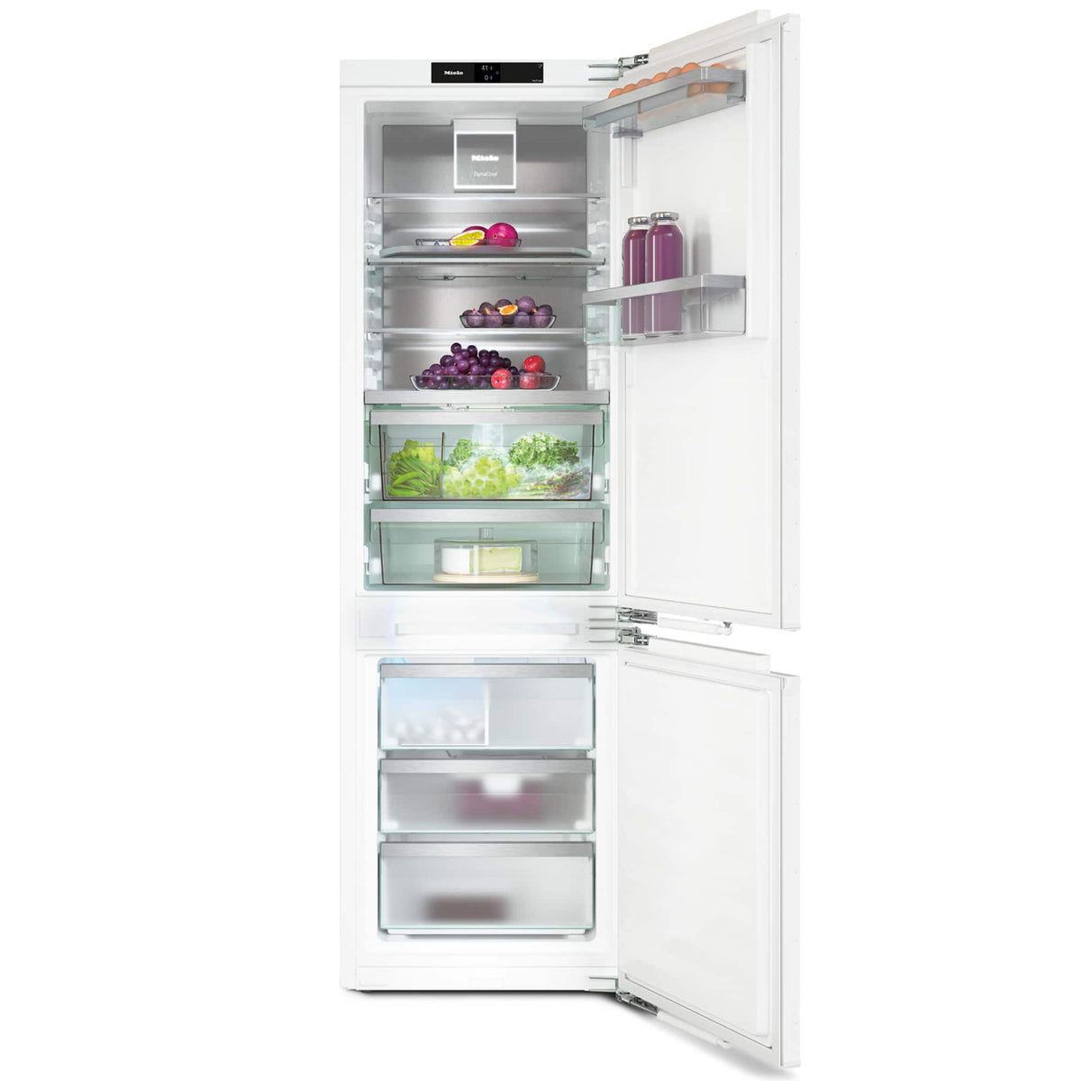 Miele - KFN 7795 D 24" 8.7 Cu. Ft. Built-In Refrigerator-Freezer with PerfectFresh Active, IceMaker and WiFi - Custom Panel Ready