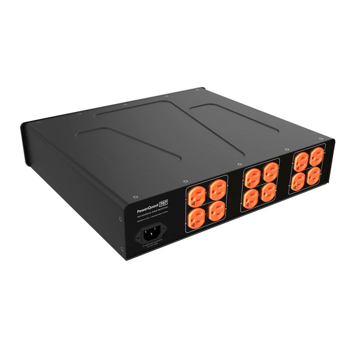 AudioQuest - PowerQuest 707 Premium 12-Outlet/Unlimited Joules Non-Sacrificial Surge Protector with Transient Power Correction - Black