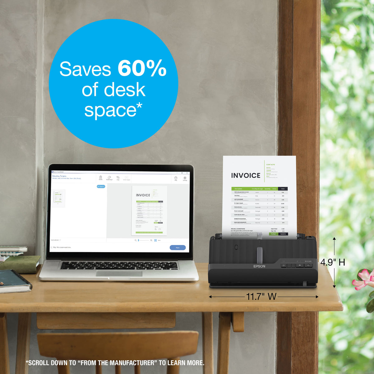 Epson - WorkForce ES-C220 Compact Desktop Document Scanner - Black