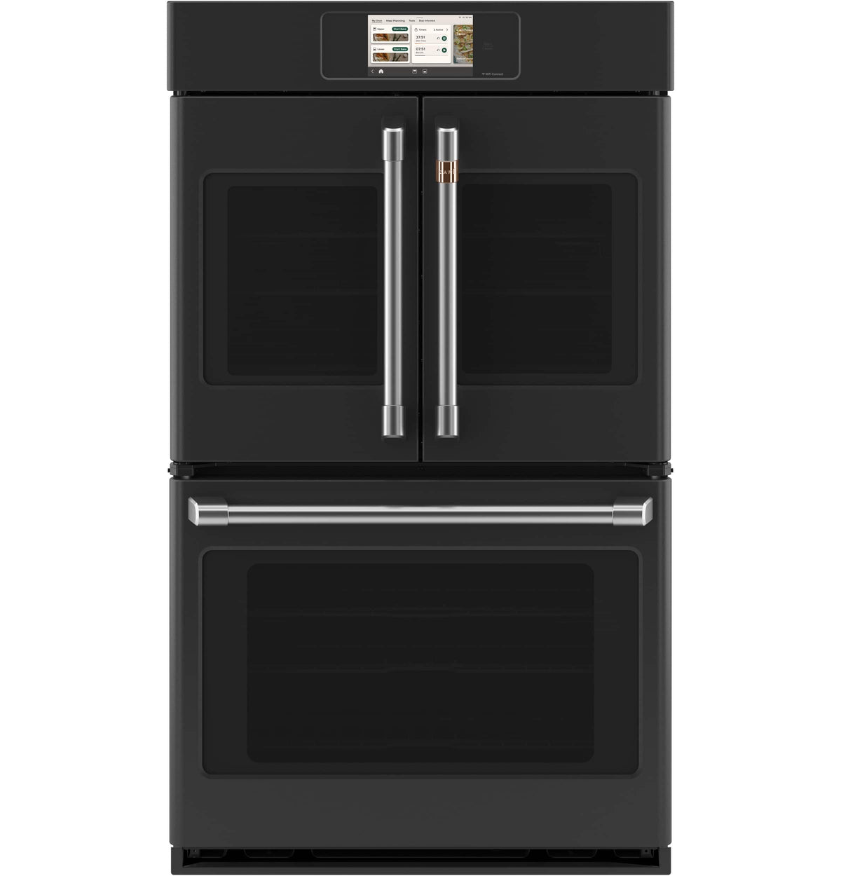 Café - 30" Smart Built-In Double Electric Convection French Door Wall Oven with No Preheat Air Fry - Matte Black
