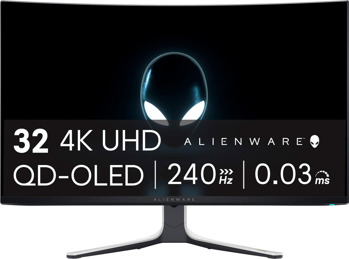 Alienware - AW3225QF 32" QD-OLED Curved 4K UHD 240Hz 0.03-ms G-SYNC Compatible Gaming Monitor with HDR (HDMI, DisplayPort) - Lunar Light