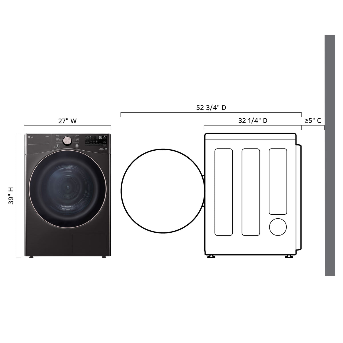 LG - 7.8 Cu. Ft. Stackable Smart Electric Dryer with Dual Inverter HeatPump Technology - Black Steel