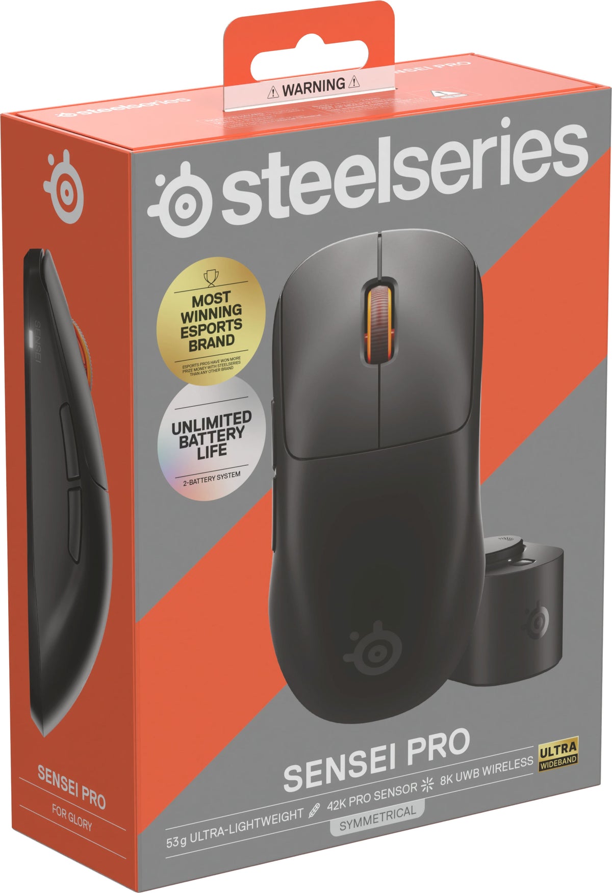 SteelSeries - Sensei Pro Wireless Optical Symmetrical Gaming Mouse with 8K Polling – Ultra-Wideband/RF for PC - Wireless - Black