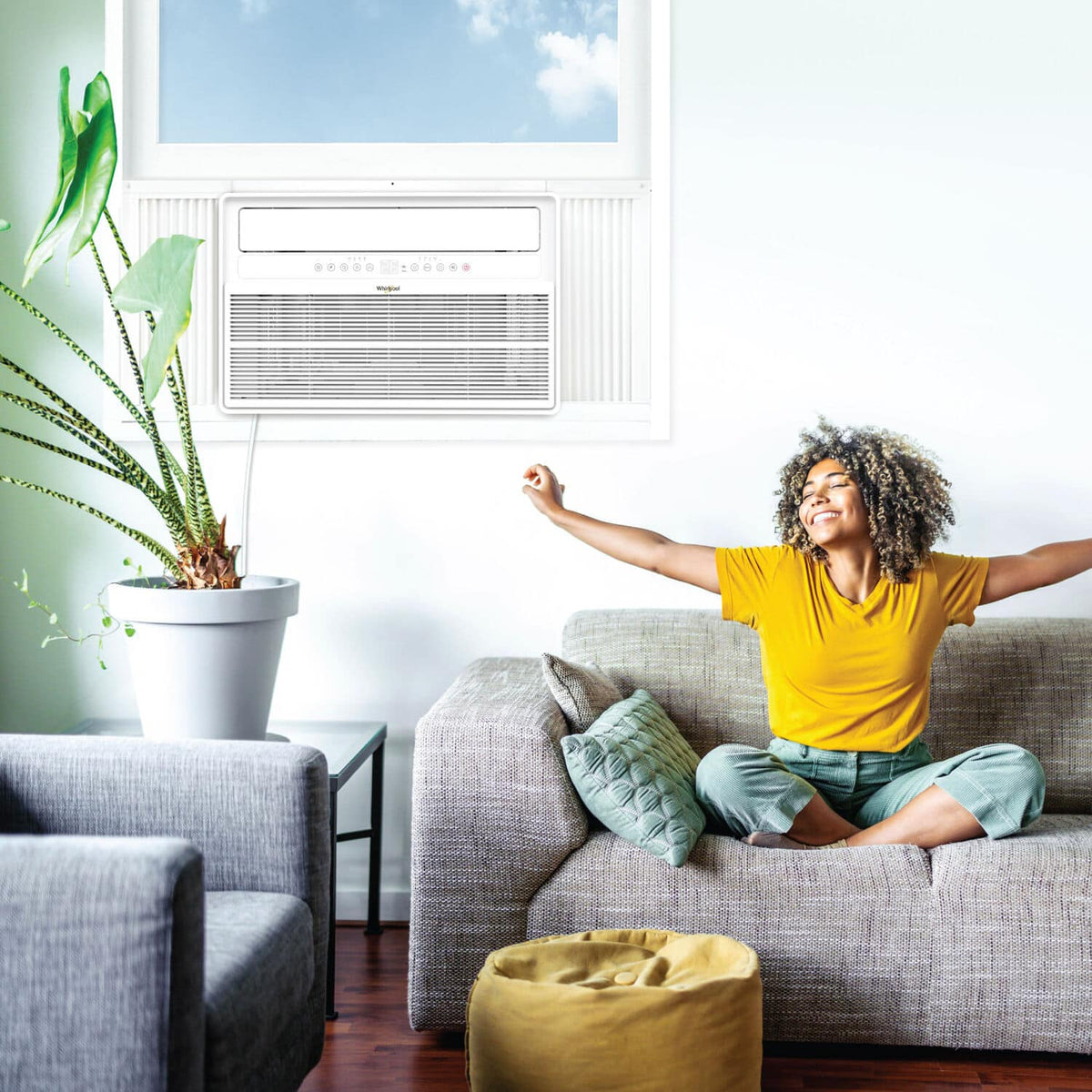 Whirlpool - 15,000 BTU Window Mounted Inverter Air Conditioner with Remote Control - White