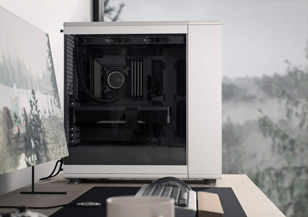 Fractal Design - North XL Chalk White Chassis with Oak Front and Clear TG Side Panel Mid-Tower PC Case - White