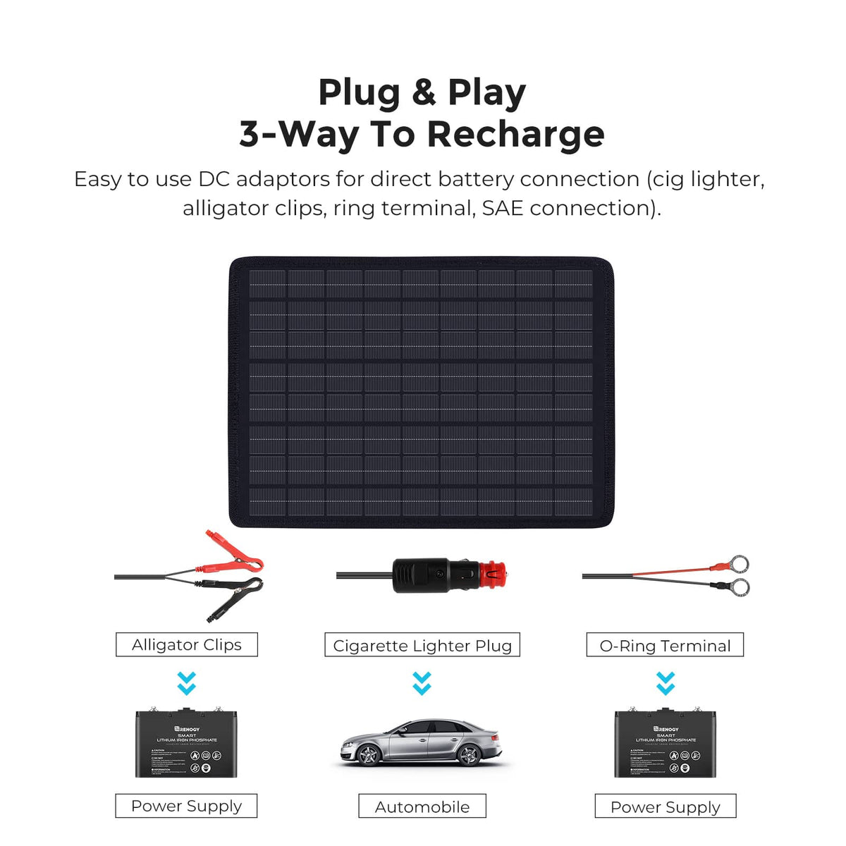 Renogy - 10W Solar Panel Trickle Charger - Black