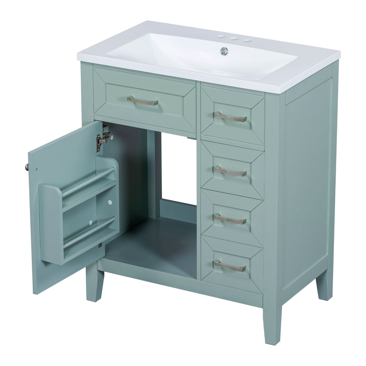 Tocador de baño moderno con lavabo integrado, 3 cajones, lavabo de montaje bajo encimera