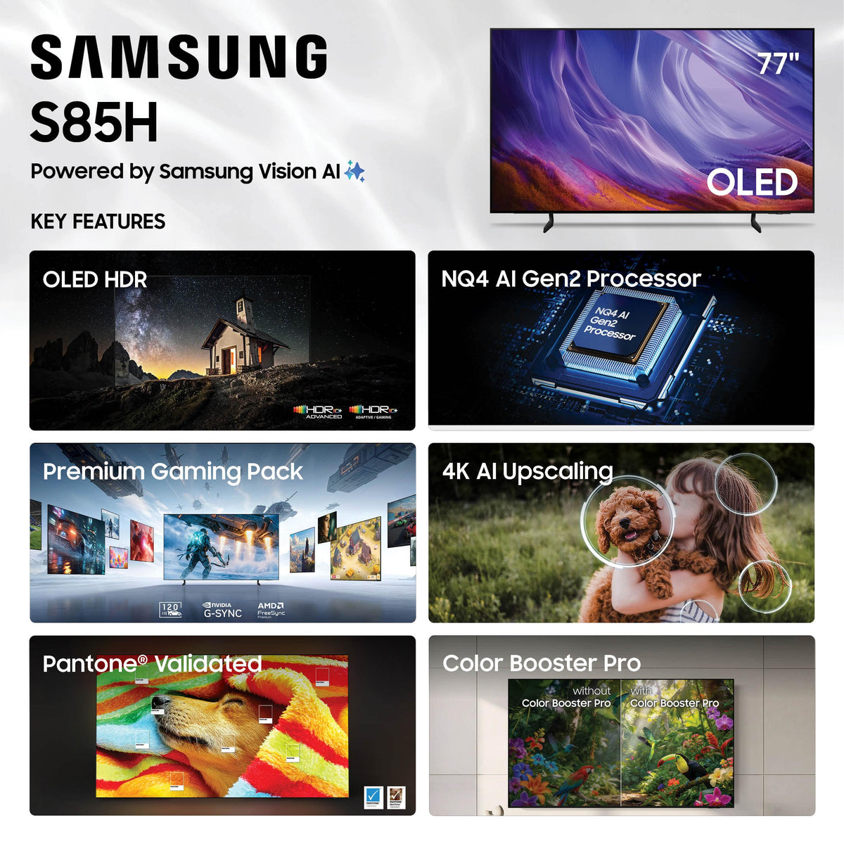 Samsung - 77" Class S85H OLED 4K UHD SmartVision AI Smart Tizen TV (2026)