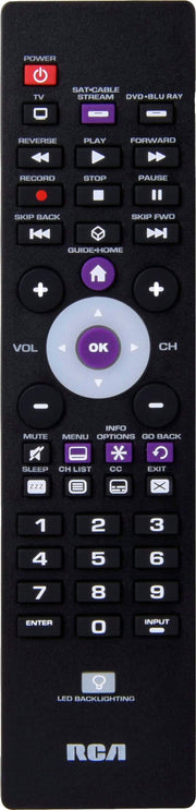RCA - 3-Device Backlit Universal Remote - Black