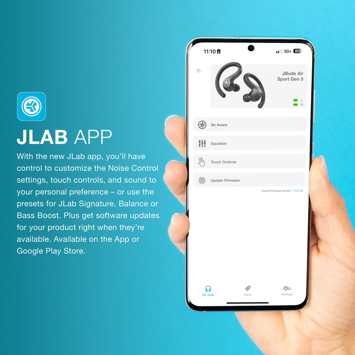 JLab - JBuds Air Sport True Wireless Earbuds - Black