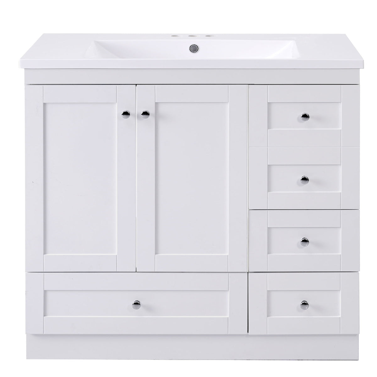 Shaker Free Standing Bathroom Vanity Cabinet With Sink, Soft Close Drawers, Soft Close Doors