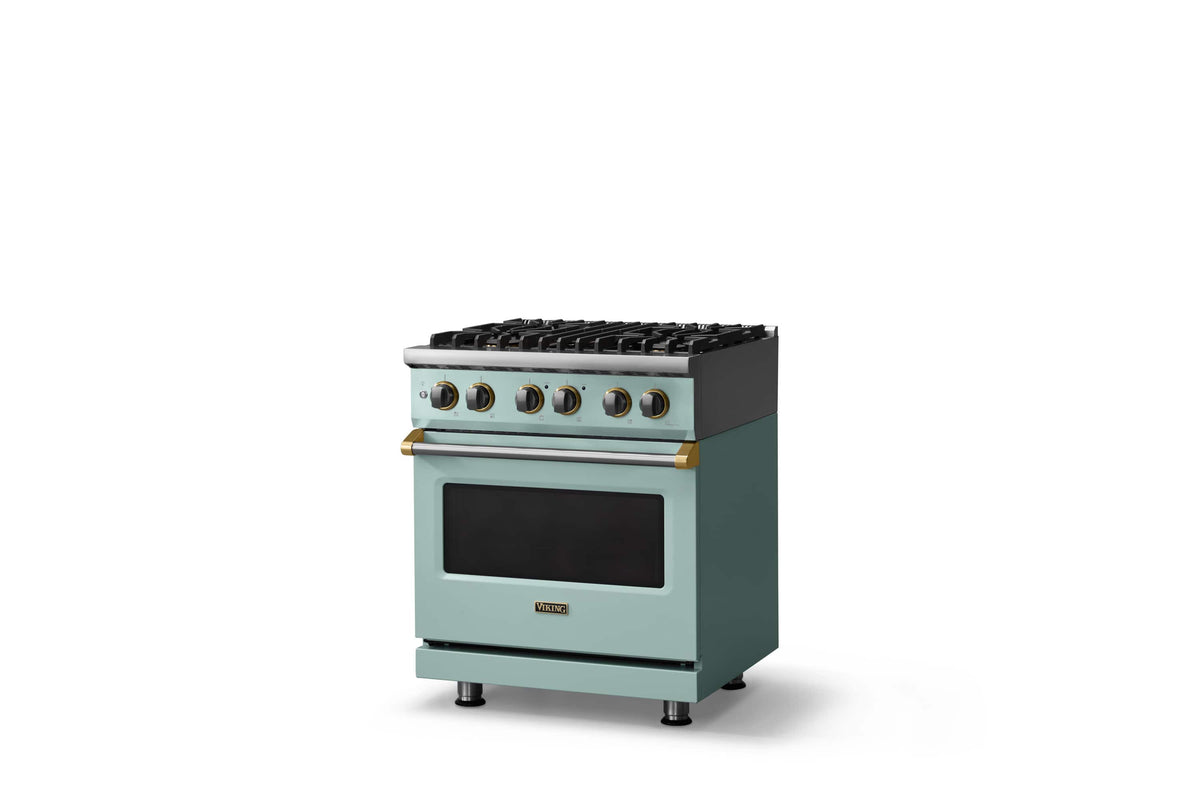 Viking - 30"W. 4 Burner Pro5S 4.7 Cu. Ft. Freestanding Sealed Dual Fuel Convection LP Range-Splash/Brushed Brass - Splash