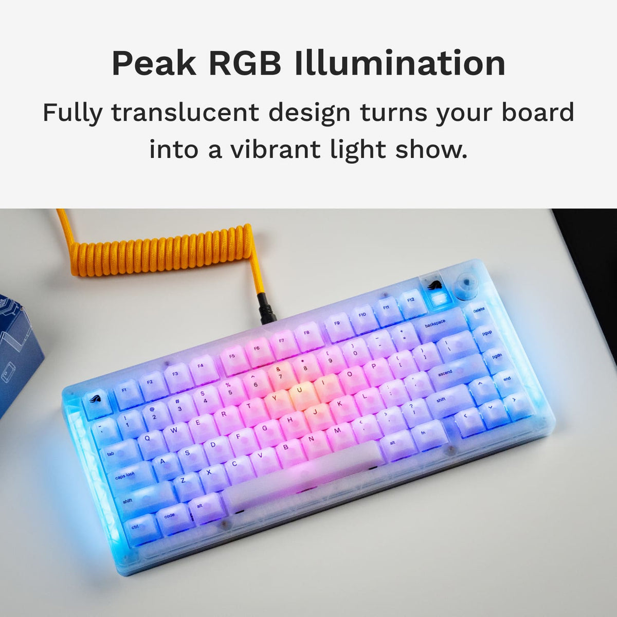 Glorious - Polychroma Translucent Universal RGB Keycaps for 100% 85% 80% TKL 60% Compact 75% Mechanical Keyboards - Translucent V2
