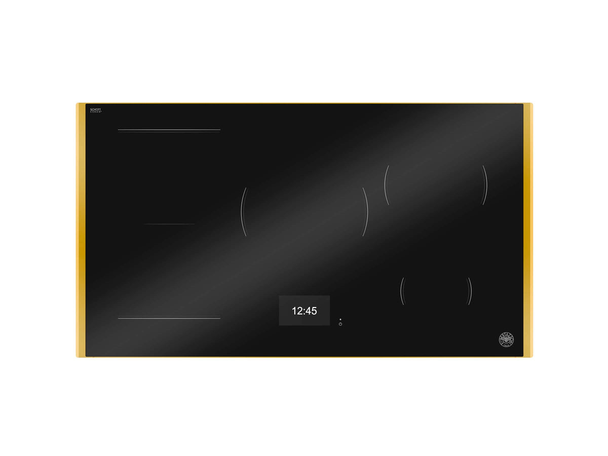 36" Bertazzoni Induction Cooktop - Black with Gold Metal Frame - Black Glass/Gold