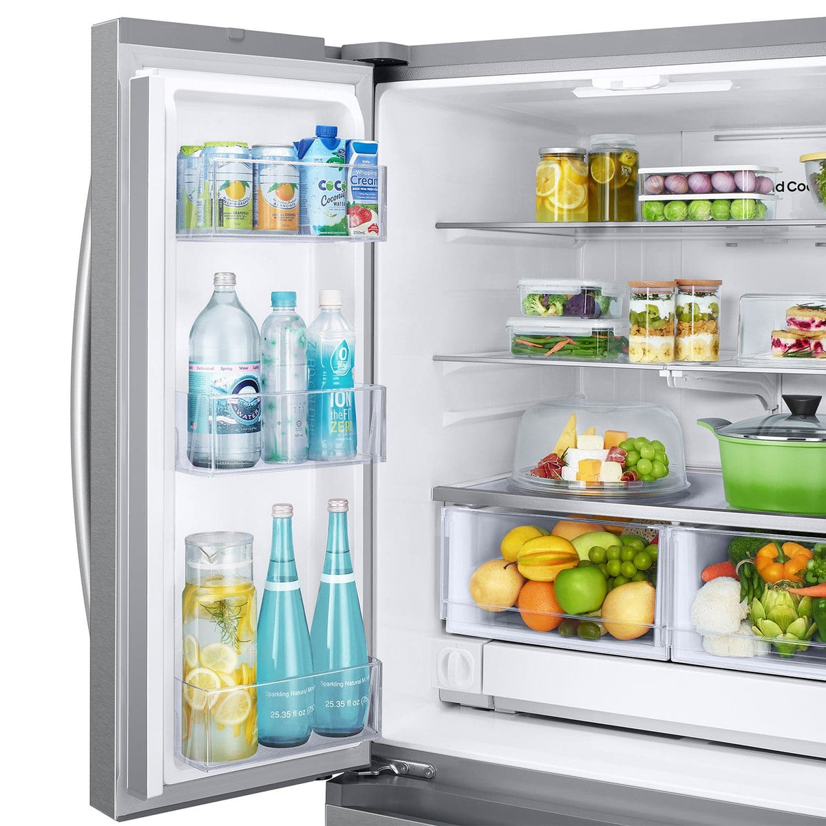 Samsung - 33 in. Wide Bespoke AI 25 cu. ft. 3-Door French Door Refrigerator with Auto Ice Maker & All-Around Cooling - Stainless Steel