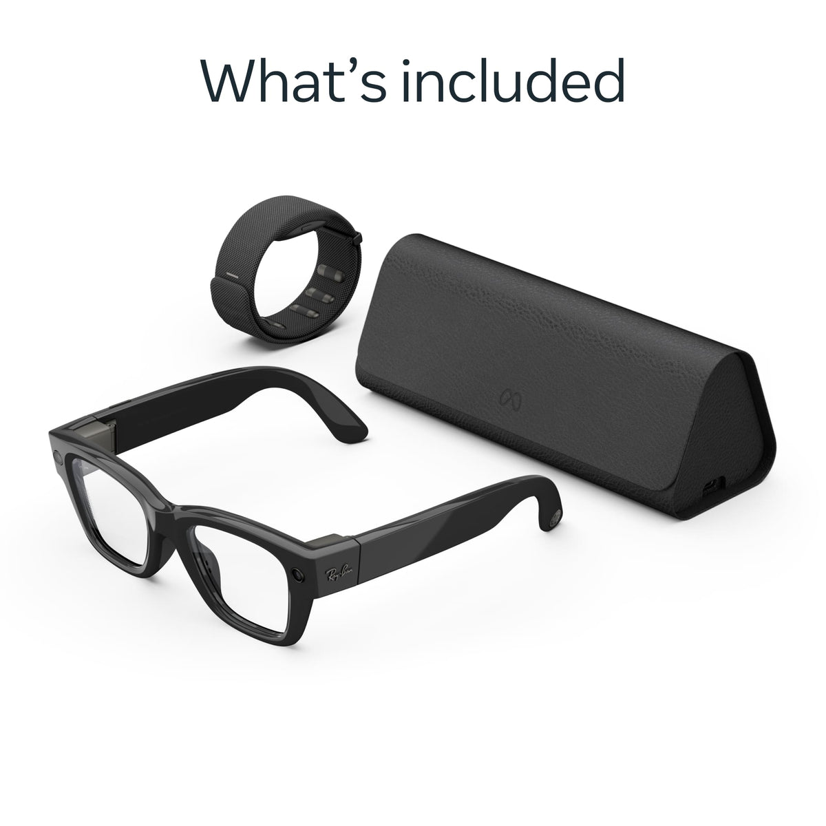 Meta - Ray-Ban Display & Neural Band | AI glasses with in-lens display - Shiny frame, large - band size 1 - Black
