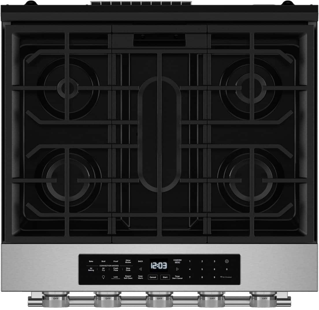 KitchenAid - 30 in. Wide 5 burners 5.0 cu. ft. Slide-in Gas Range with Convection Cooking Modes - Stainless Steel
