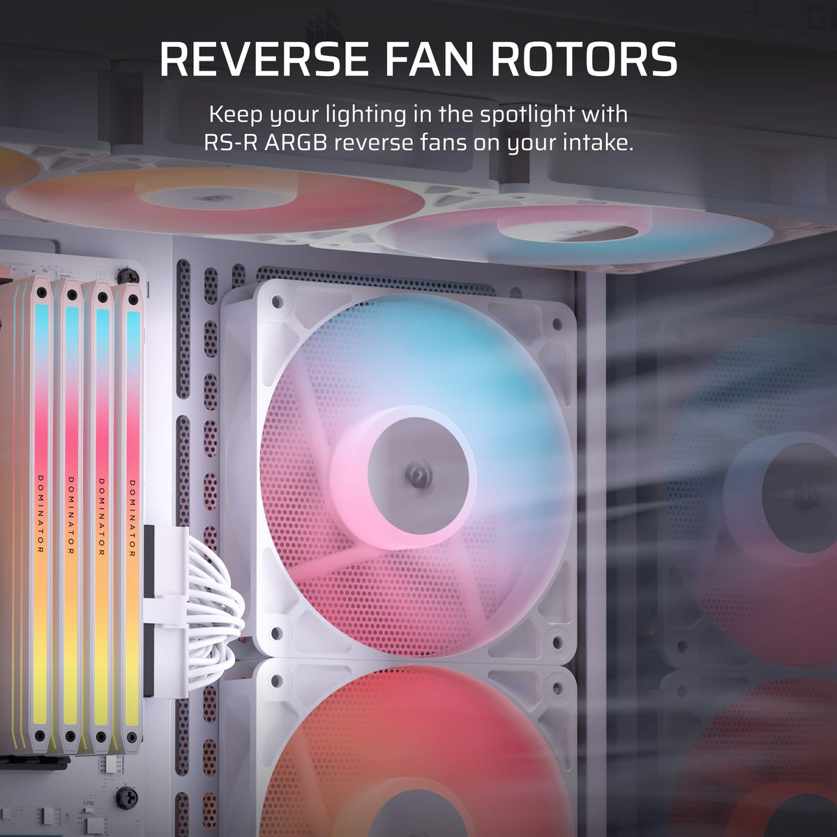 CORSAIR - RS120-R ARGB 120mm PWM Reverse Case Fans Triple Pack - White