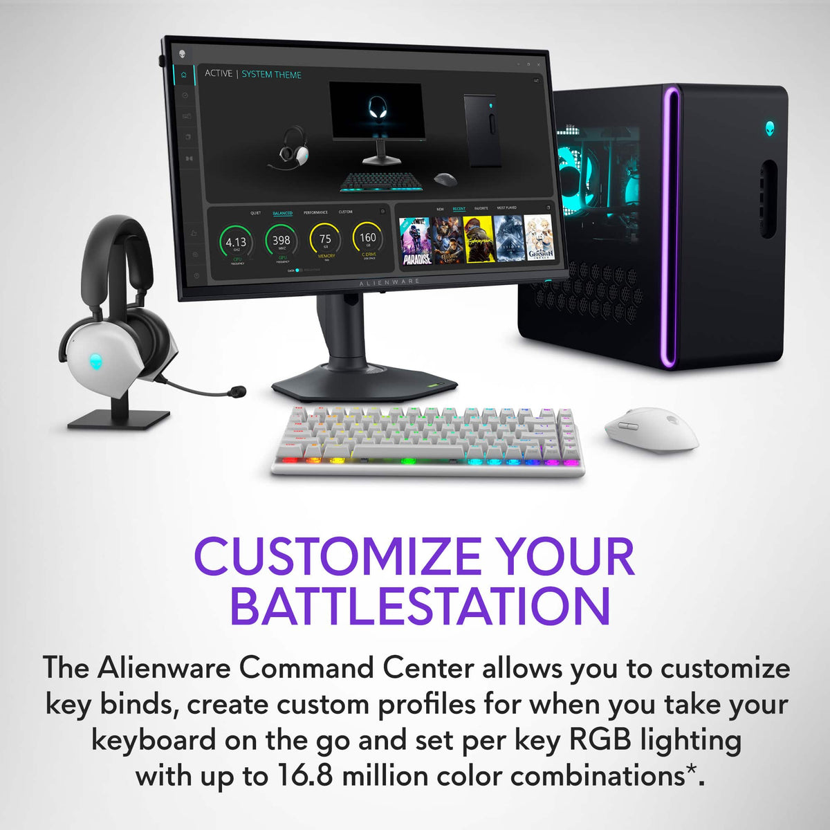 Alienware - Pro 75% Wireless Mechanical Gaming Keyboard with RGB Back Lighting - Lunar Light