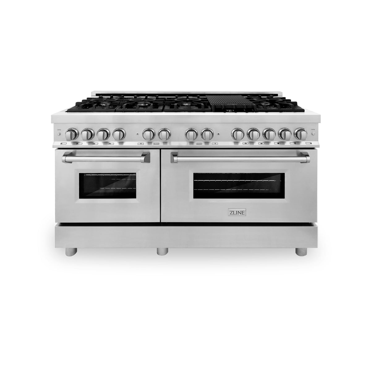ZLINE - 60 in. Wide 8 Burner Legacy Dual Fuel Freestanding Range with Gas Cooktop and 2 Electric Convection Ovens - Stainless Steel
