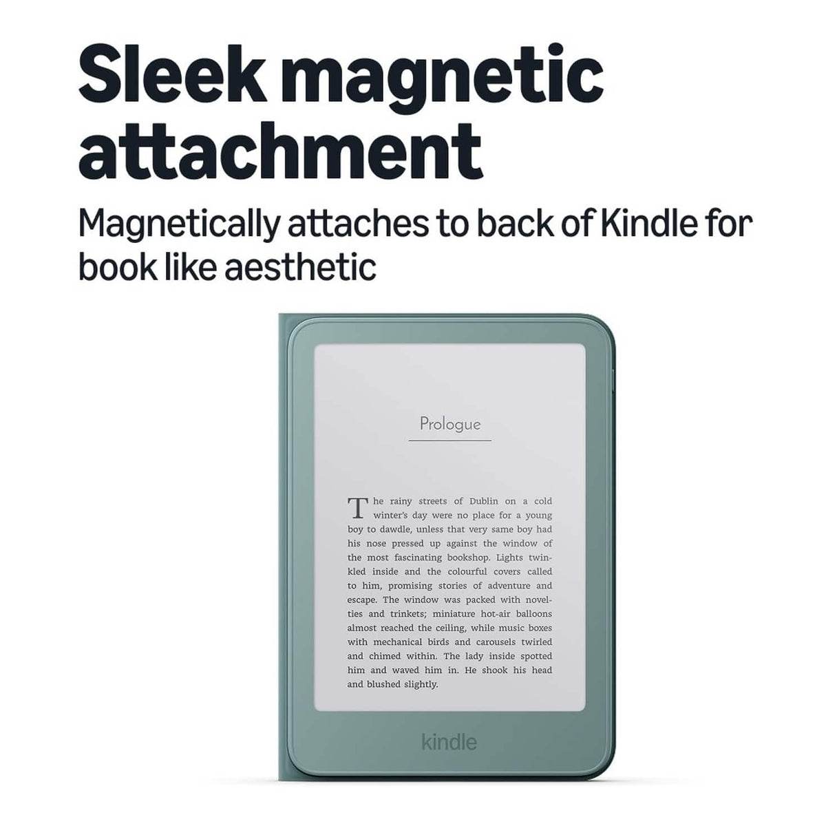 All-New Amazon Kindle Aluminum Slim Cover w/ Magnetic Attach, Lightweight, Foldable Protective Case, Plant-Based Leather - Seaglass Green