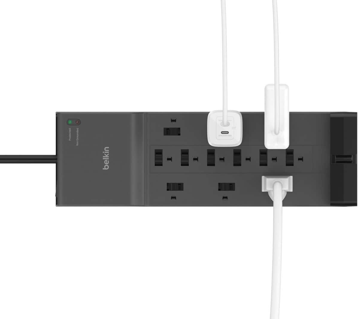 Belkin - Surge Protector for Home/Office with 12 AC outlets, 8-foot cord, and 3780 joules of surge protection - Black