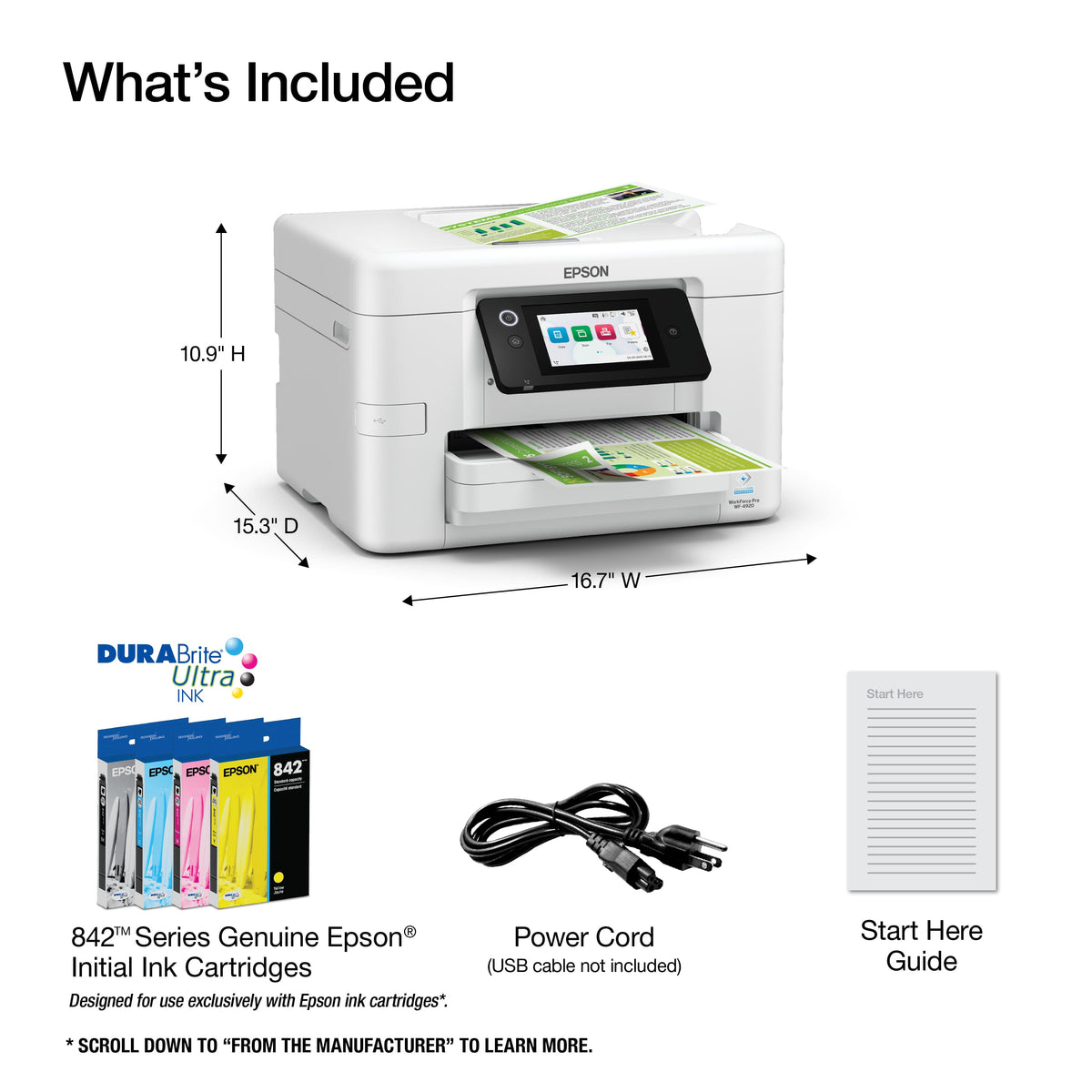 Epson - WorkForce Pro WF-4920 Wireless Color All-in-One Inkjet Printer (C11CM02201) - White