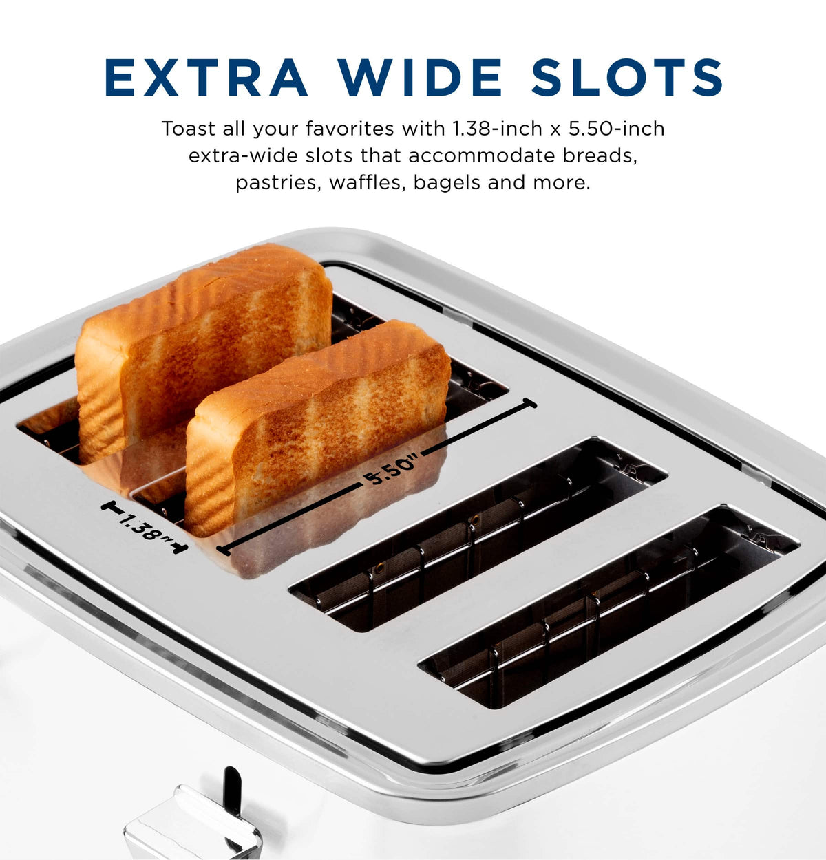 GE - 4-Slice Toaster with 7 Shade Settings and Extra Wide Slots - Snow White