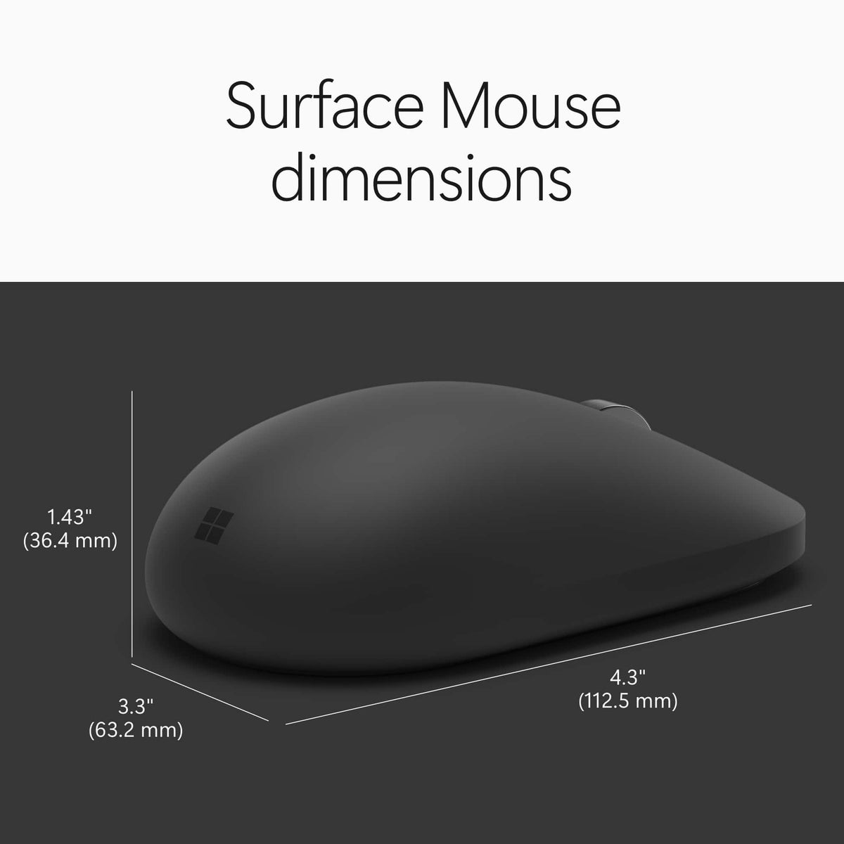 Microsoft - Surface Mouse - Bluetooth Ambidextrous Mouse with BlueTrack and Haptics - Wireless - Black