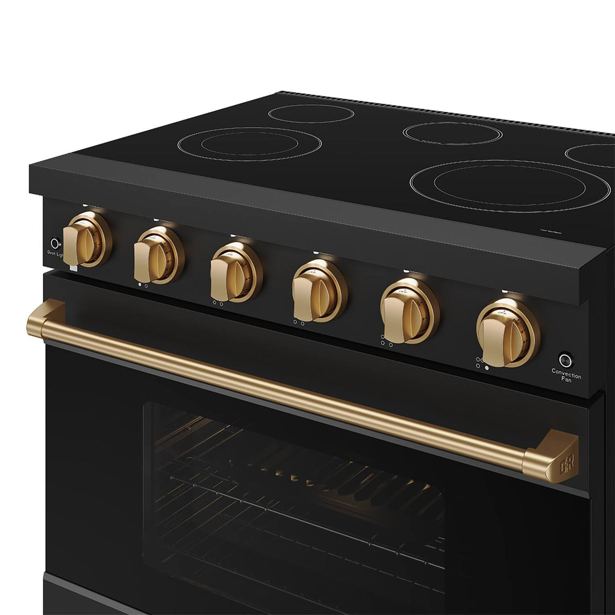 36 in. Wide 5 Elements Gordon Ramsay Series by Thor Kitchen 6.0 Cu. Ft Freestanding Electric Range with Bronze Hardware - Black