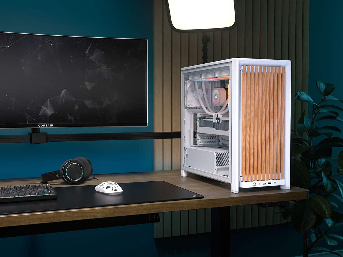 CORSAIR - FRAME 4000D WOOD RS Modular High Airflow Mid-Tower PC Case - White & Oak