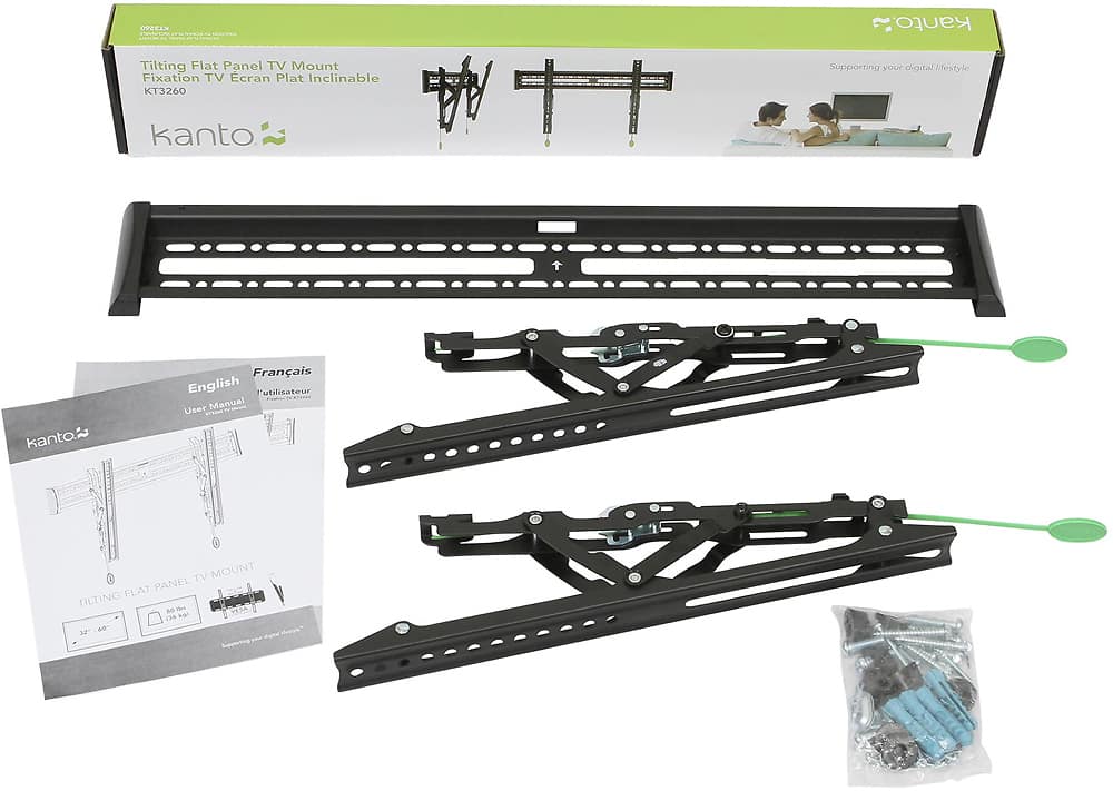 Kanto - Tilting TV Wall Mount for Most 32" - 60" Flat-Panel TVs - Black