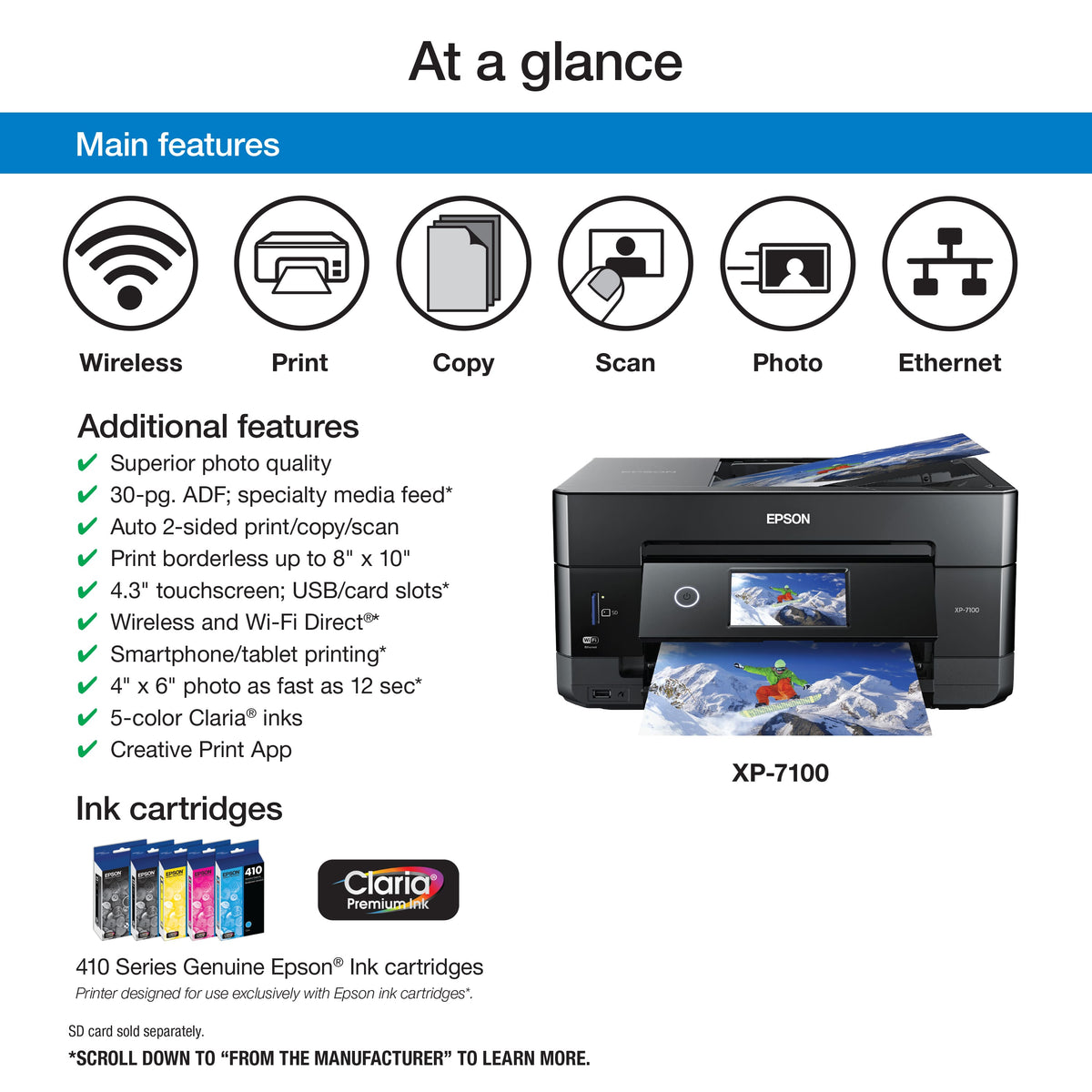 Epson - Expression Premium XP-7100 Wireless All-In-One Inkjet Printer - Black