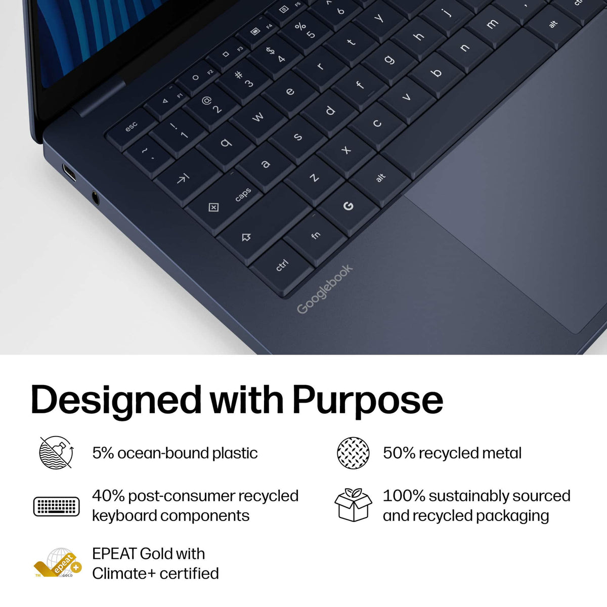 HP - 14" 3K OLED Touchscreen Googlebook - Snapdragon X Elite - 16GB Memory - 512GB SSD - Atmospheric Blue
