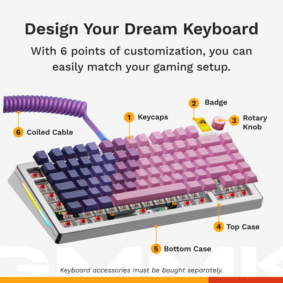 Glorious - GMMK 3 PRO HE 75% Wireless Hall-Effect Linear Switch Gaming Keyboard with Rapid Trigger and Adjustable Actuation - Silver