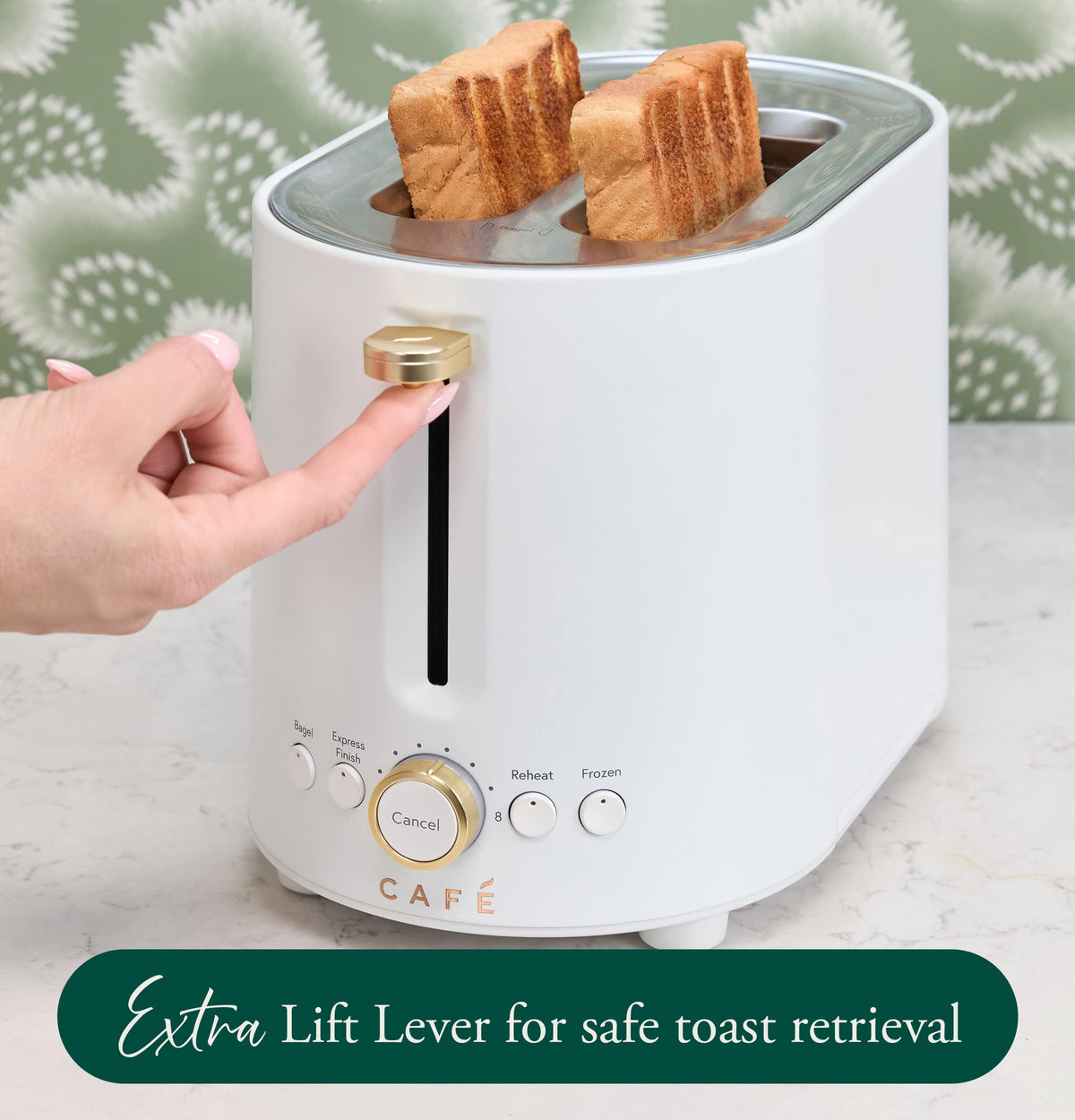 Café - Express Finish 2-Slice Toaster with Extra Wide Slots and 4 Preset Toasting Functions - Matte White