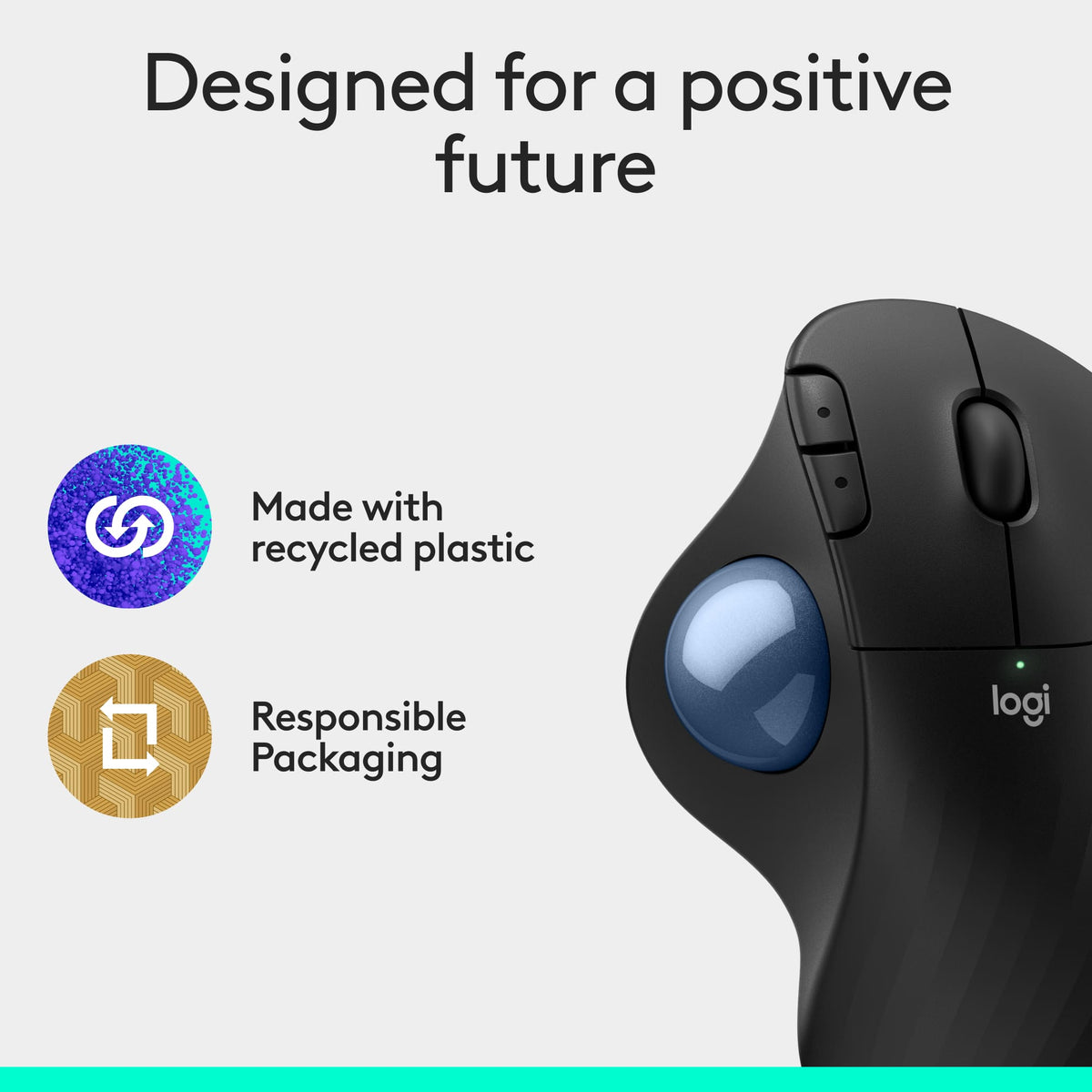 Logitech - ERGO M575 S Wireless Ergonomic Trackball Mouse - Wireless - Black