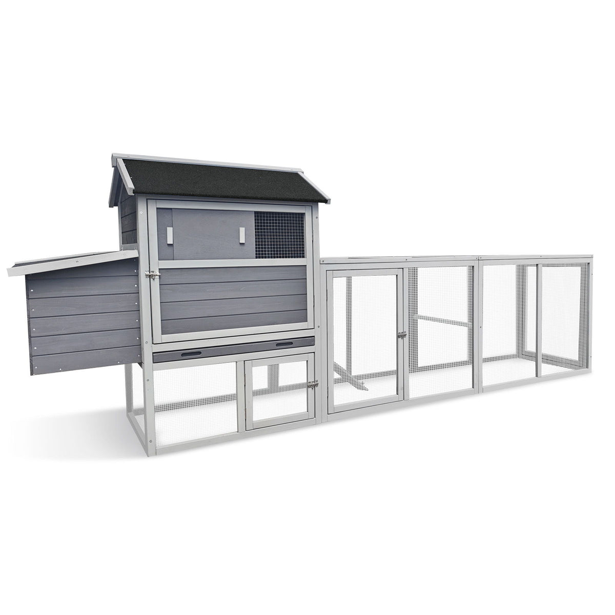 Gallinero, gran caseta exterior para gallinas con corral y caja nido para aves