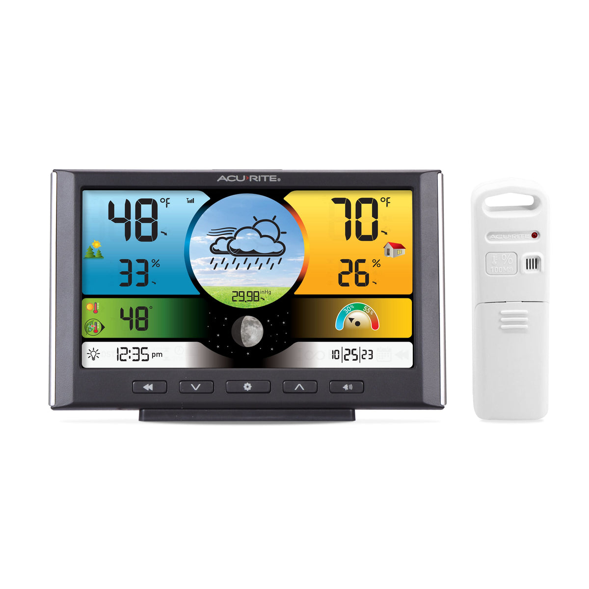 AcuRite - Weather Station with Color Display and Wireless Sensor for Indoor and Outdoor Conditions - Black