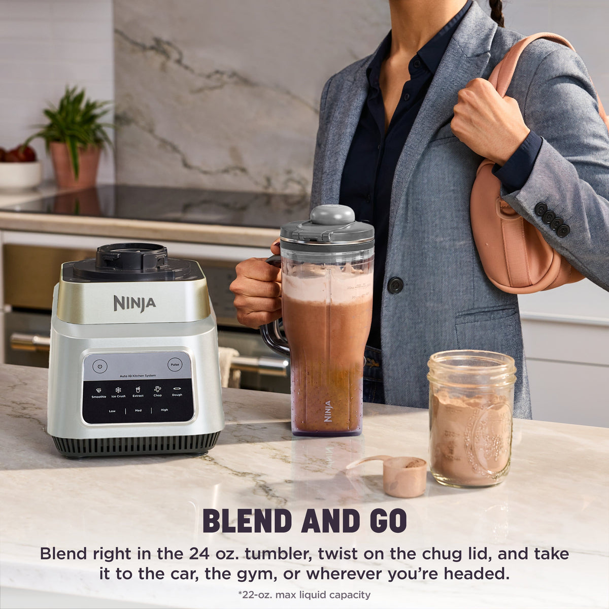 Ninja - TotalCrush Professional Kitchen System (Blender, Tumbler, & 8-Cup Food Processor) with Auto-iQ - Metallic Black