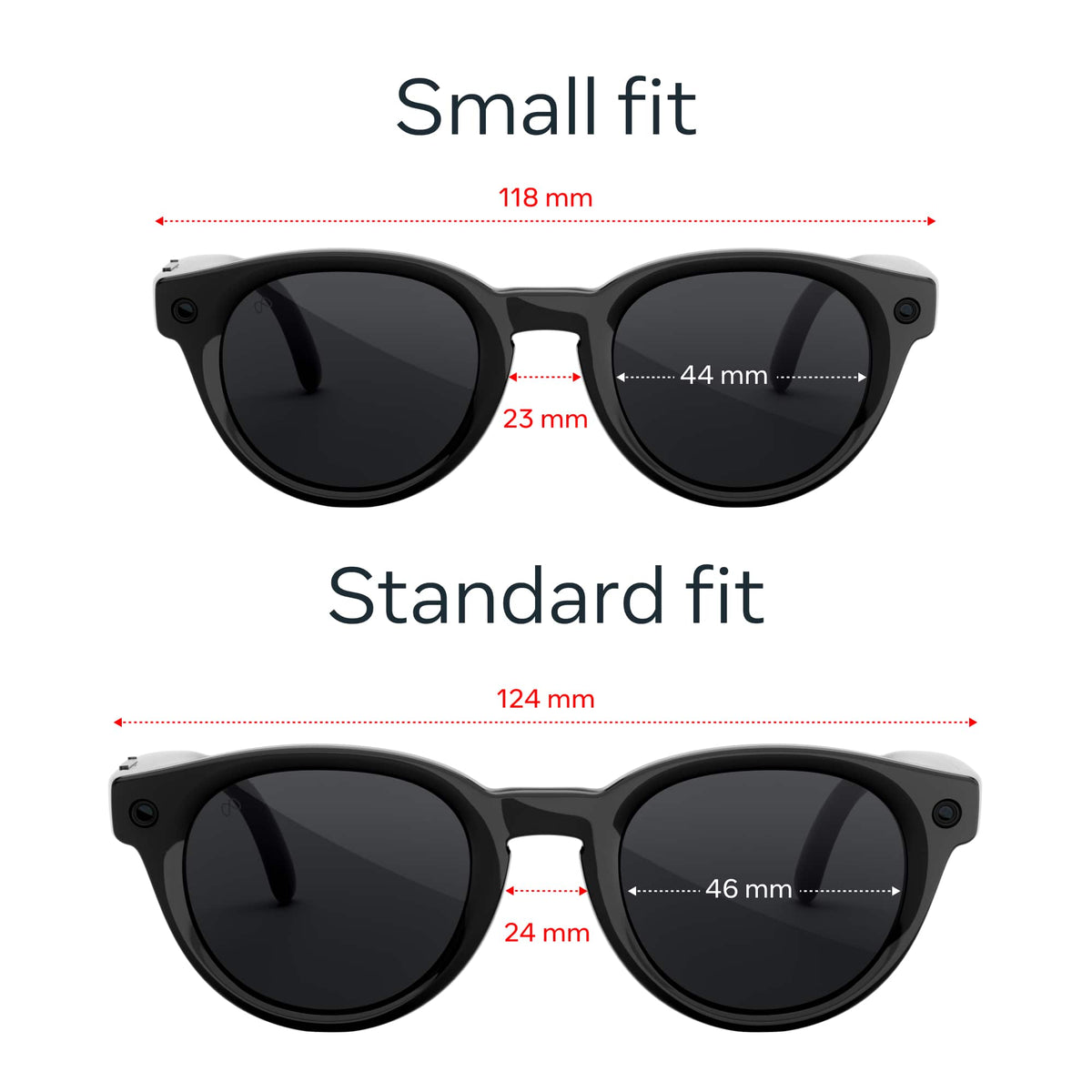 Meta - Glasses, Nova Small, Smart Frame, AI Glasses with Camera - Polarized Grey Lenses - Classic Black