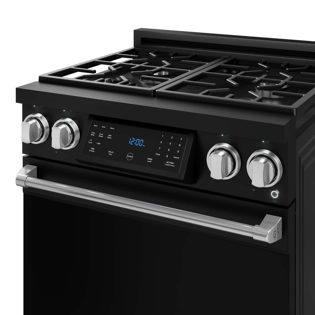 30 in. Wide 4 burner Gordon Ramsay Series by Thor Kitchen 4.55 Cu. Ft Freestanding LP Gas Range w/ Stainless Hardware - Black