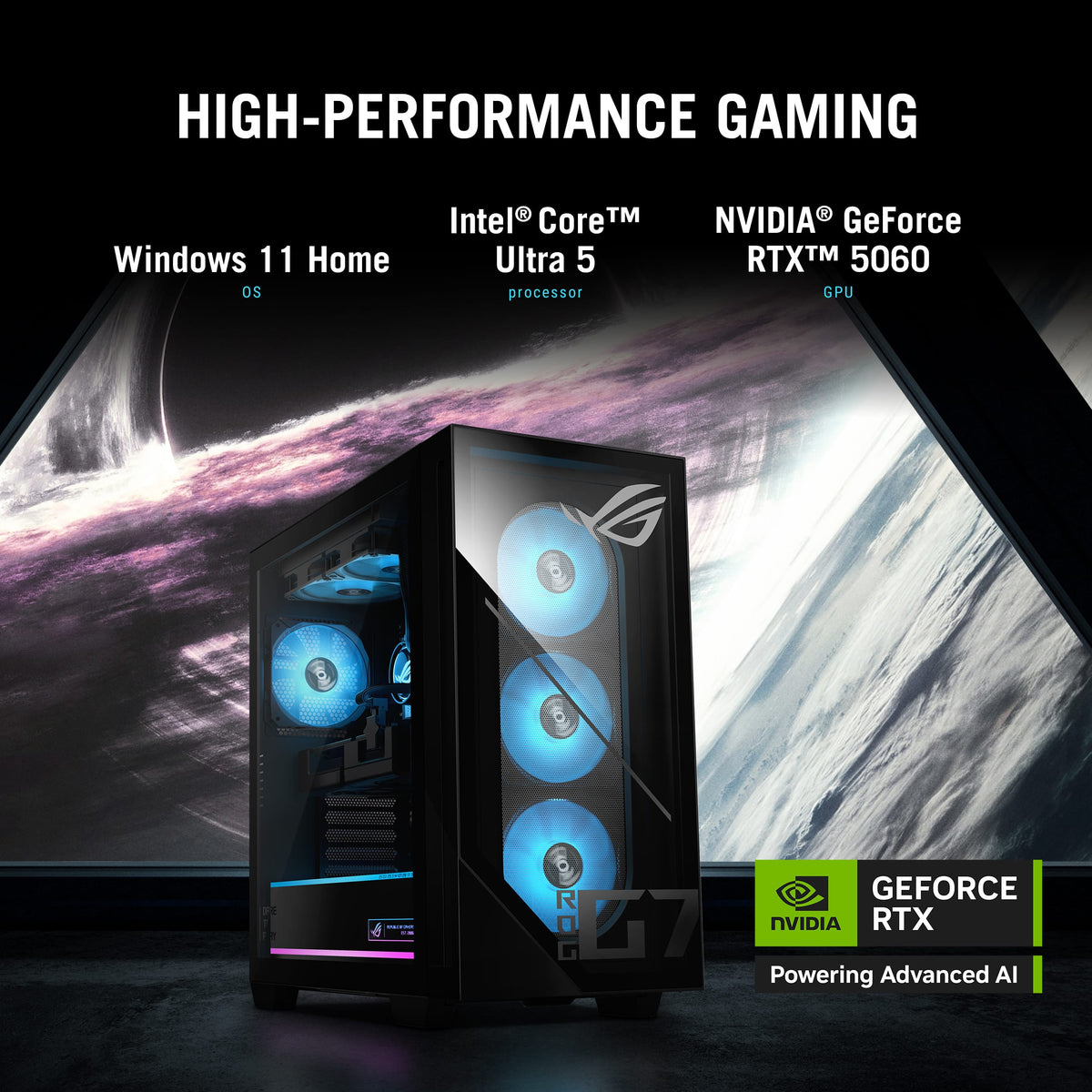 ASUS - ROG G700 Gaming Desktop - Intel Core Ultra 5 225F - 16GB Memory - NVIDIA GeForce RTX 5060 8GB - 1TB SSD - Black