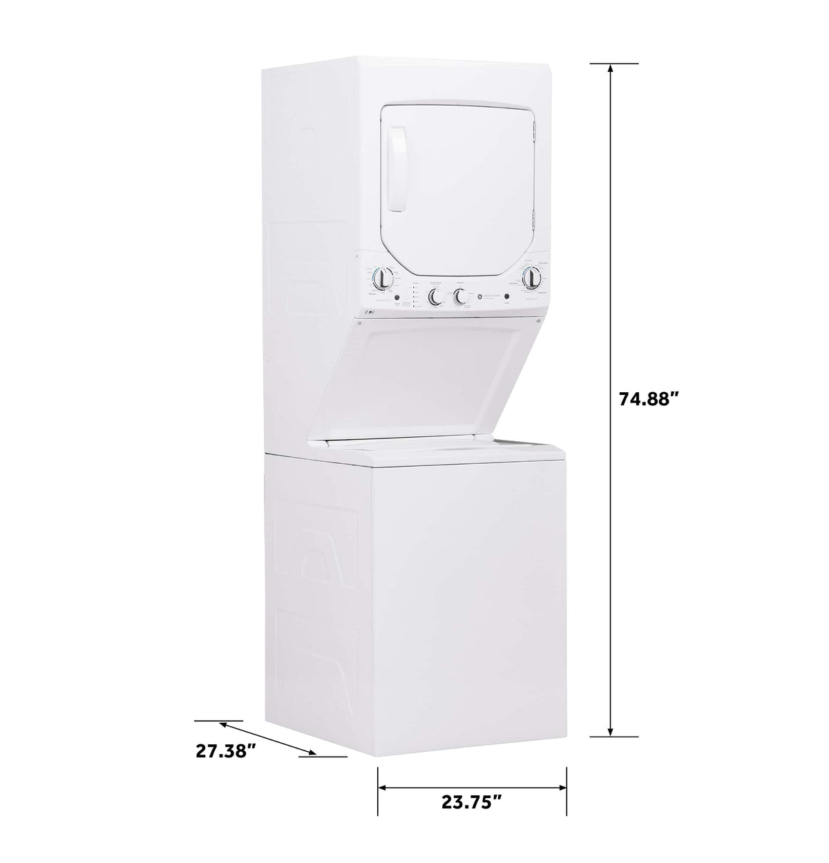 GE - 2.3 Cu. Ft. Top Load Washer and 4.4 Cu. Ft. Electric Dryer Laundry Center - White