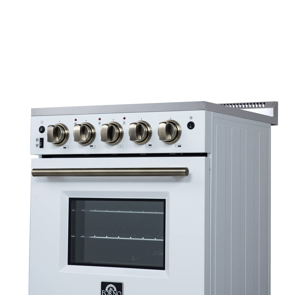 Forno Appliances - 24 in. Wide 4 Elements Loiano 2.3 Cu. Ft. Freestanding Electric Range with Storage Drawer - White