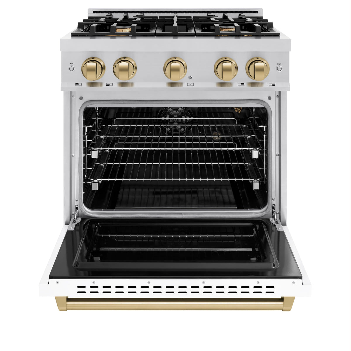 ZLINE - 30 in. Wide 4 Burner Autograph Classic Gas Range Bronze Accents (CGRZ-WM-30-CB) - White