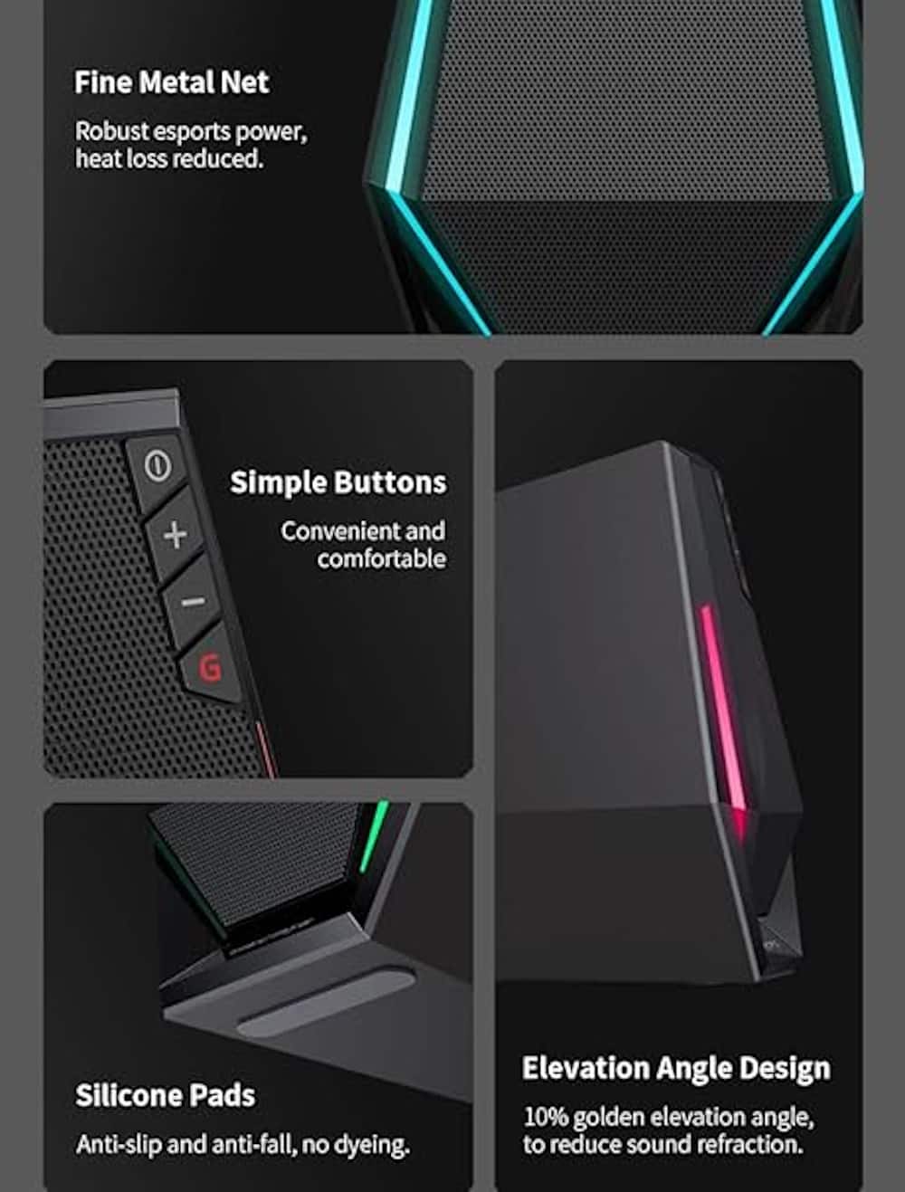 Edifier - G1500 2.0 Bluetooth Gaming Speakers with RGB Lighting (2-Piece) - Black