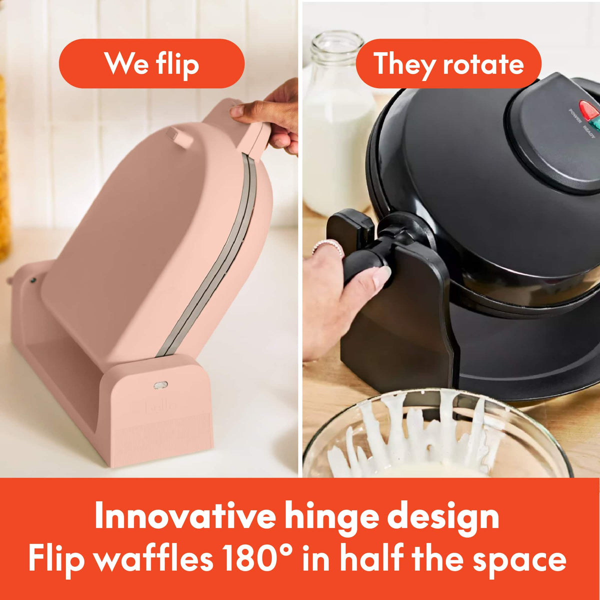 Bella - Fits-anywhere Kitchenware: Flip & Store Belgian Waffle Maker - Blossom